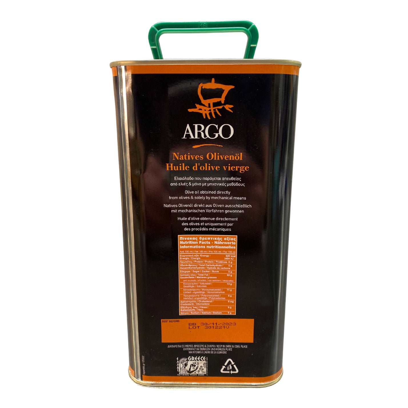 Oil - Olive Oil Cold Pressed Virgin 3L Argo