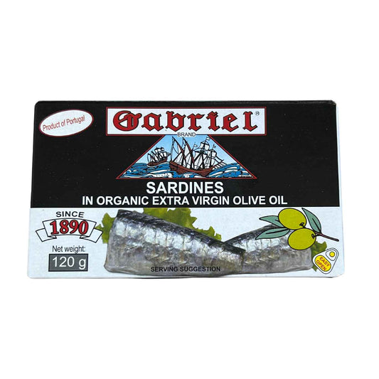 Sardines in Organic* Extra Virgin Olive Oil Gabriel 120g