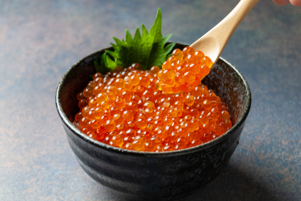 Salmon roe (ikura) at 7 Seas Fish Market in Kitsilano, Vancouver