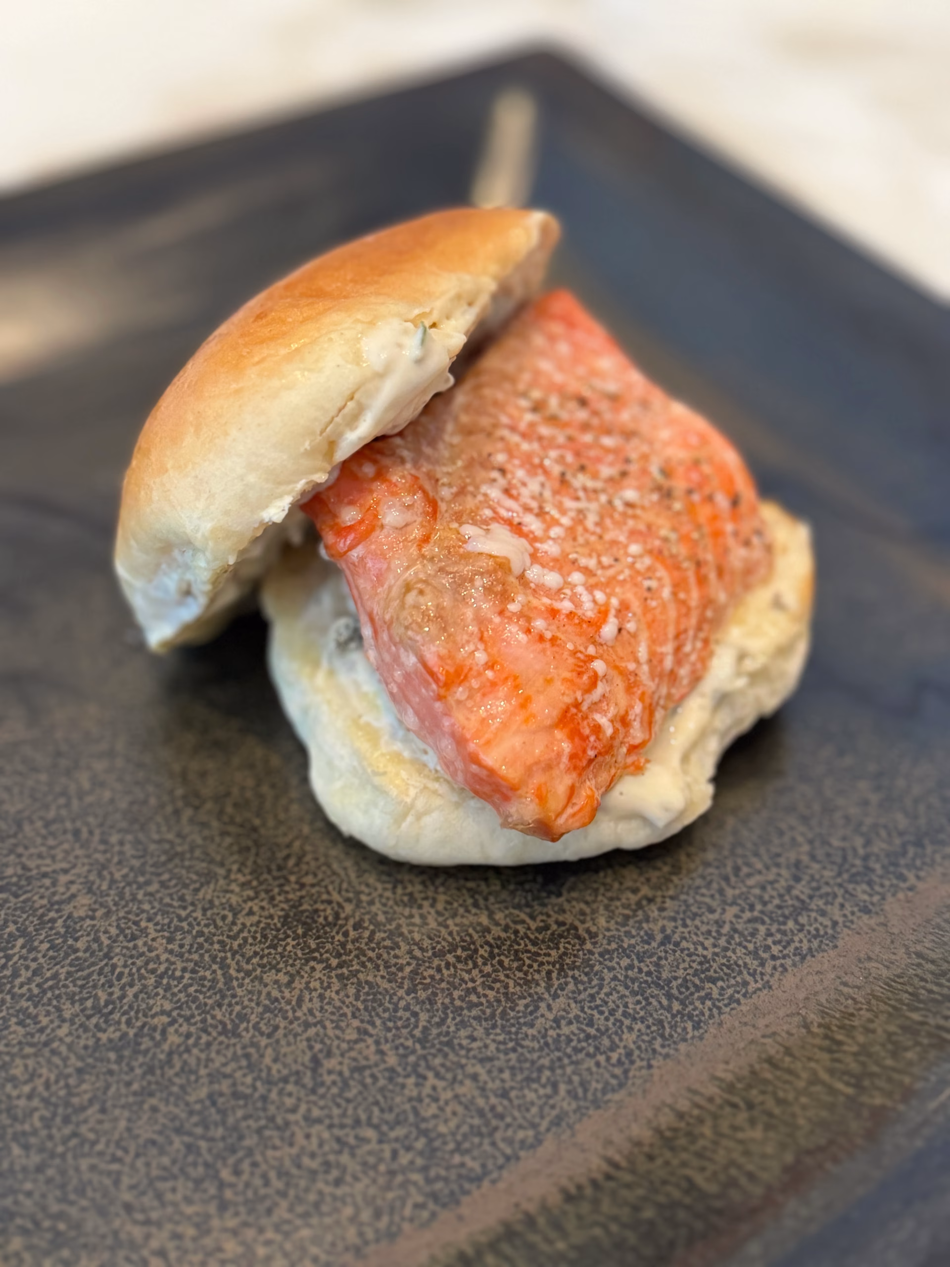 7 Seas Fish Market wild sockeye salmon slider at Khatsahlano