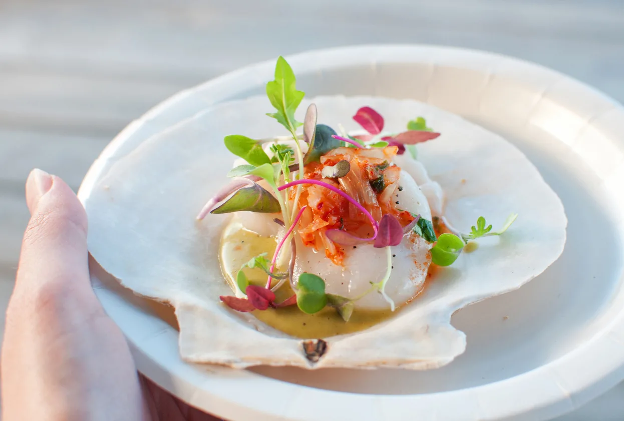 Scallops served in a chilled ceviche-style presentation